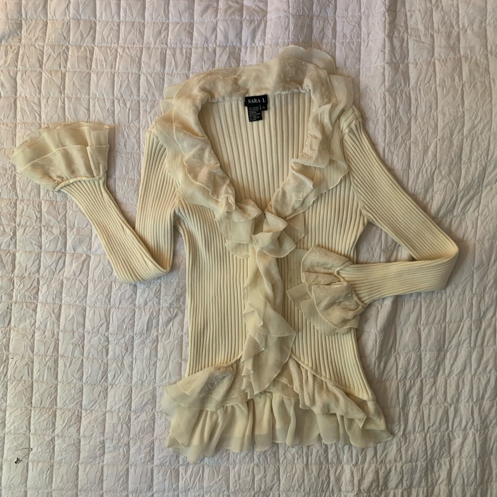 Velvet accent clasp sweater